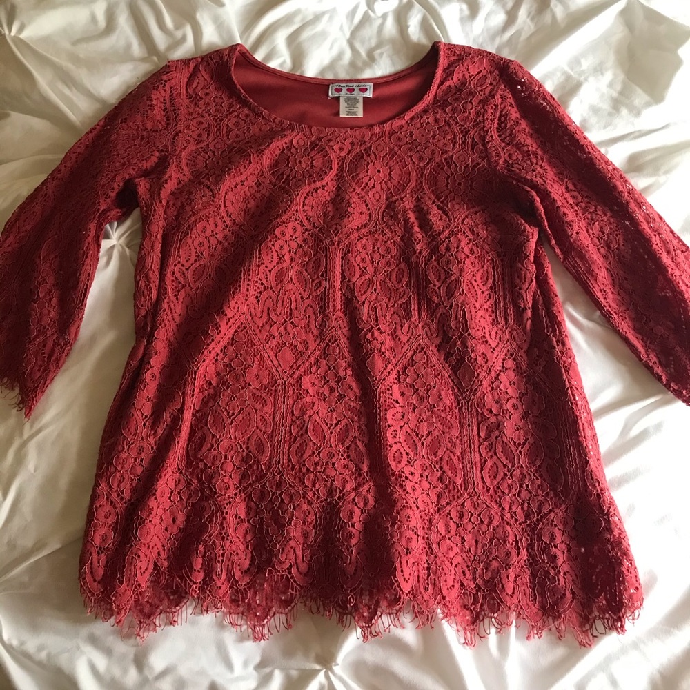 Three Pink Hearts lace shirt